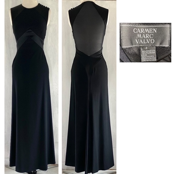 SOLD  $$$  CARMEN MARC VALVO Sexy Sheer Low Back Ball Gown - Picture 1 of 8